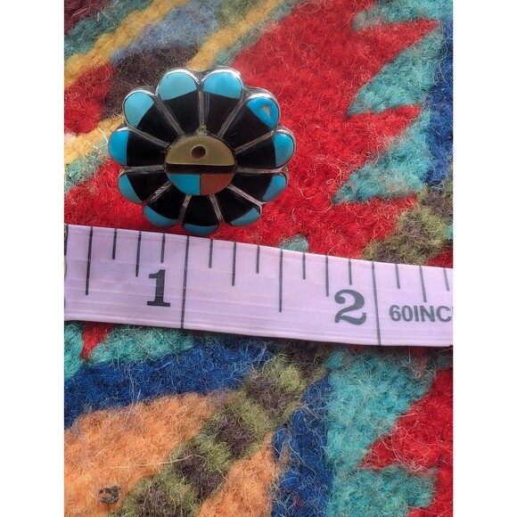 Vintage Sterling Silver Zuni Sunface Ring: Southwestern Inlay Ring - Picture 13 of 13